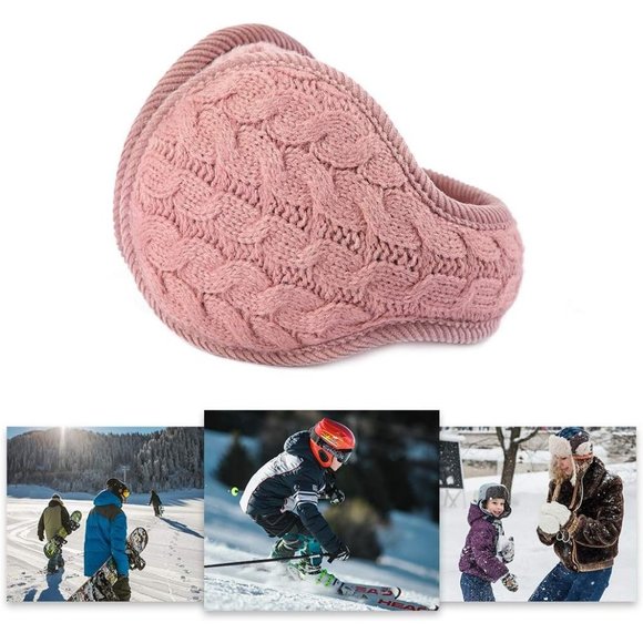 Unisex A-pink Warm Knit Cashmere Adjustable Wrap Outdoor Fur Earwarmer - Picture 5 of 6